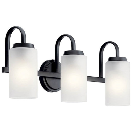 Kichler Kennewick 3 Light Bath Light, Black/Satin Etched - 55087BK