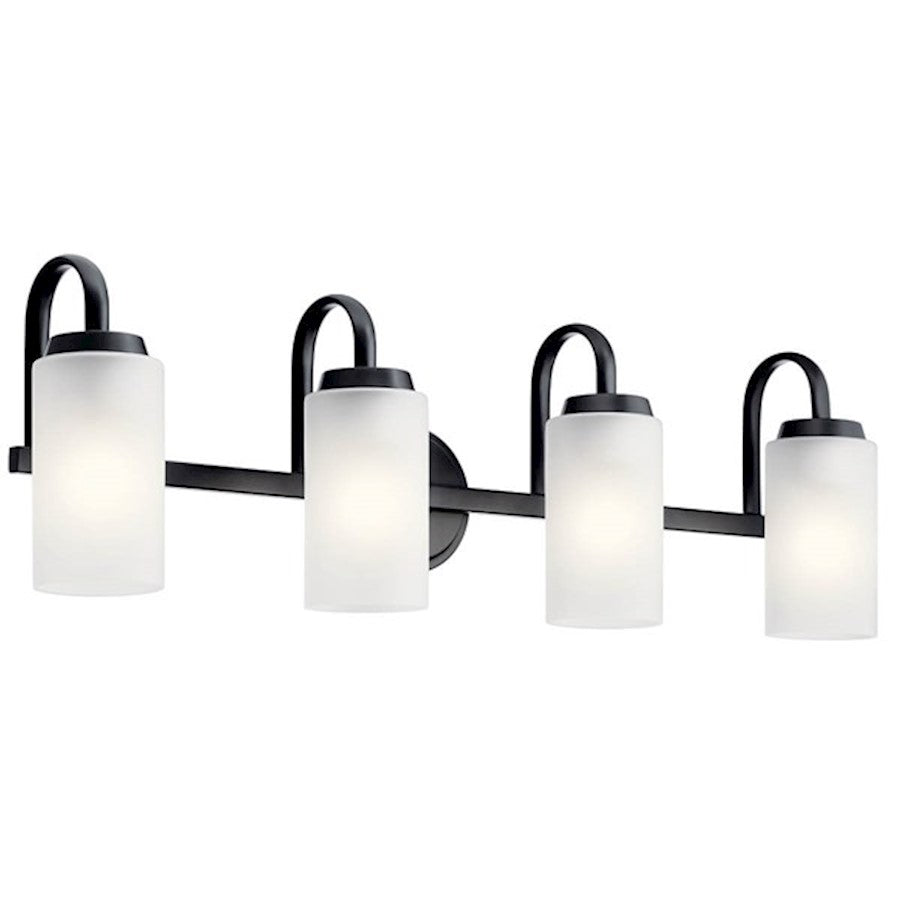 Kichler Kennewick 4 Light Bath Light, Black/Satin Etched - 55088BK