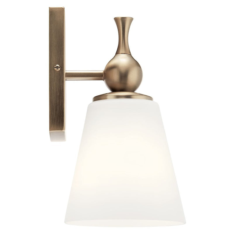Kichler Cosabella 1 Light Wall Sconce, Champagne Bronze/Etched White