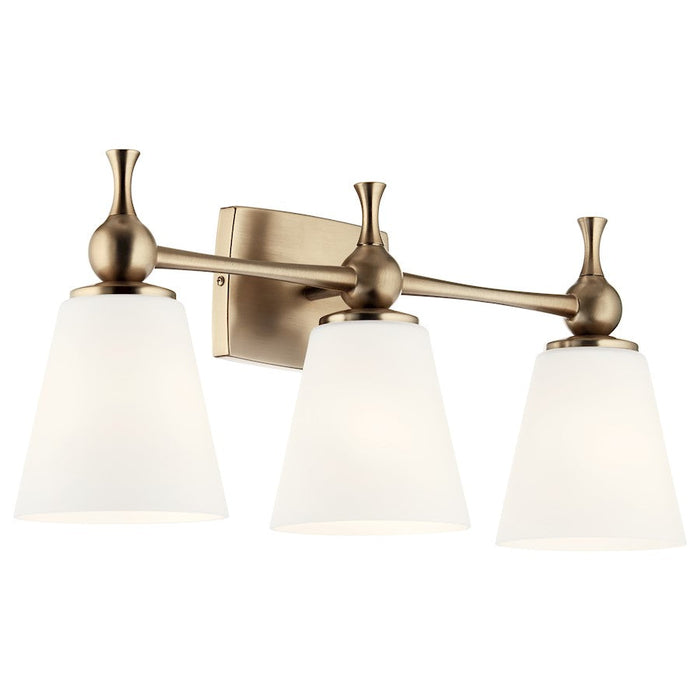 Kichler Cosabella 3 Light Bath Light, Champagne Bronze/Etched White - 55092CPZ