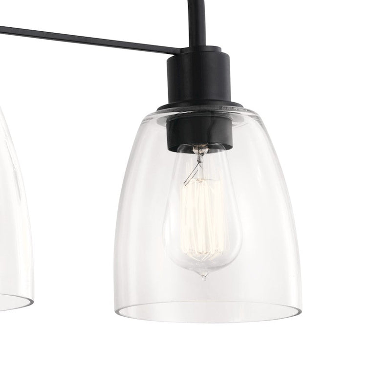 Kichler Meller 24in 3-Light Vanity Light | Industrial Steel Black with Clear Glass | Bathroom & Powder Room Light | 3 Bulbs 60W, Damp Rated | Model 55102BK