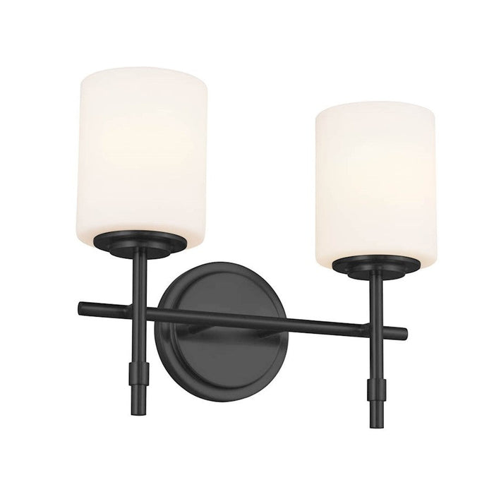 Kichler Ali 2 Light Bath Vanity, Black/Satin Etched Cased Opal - 55141BK