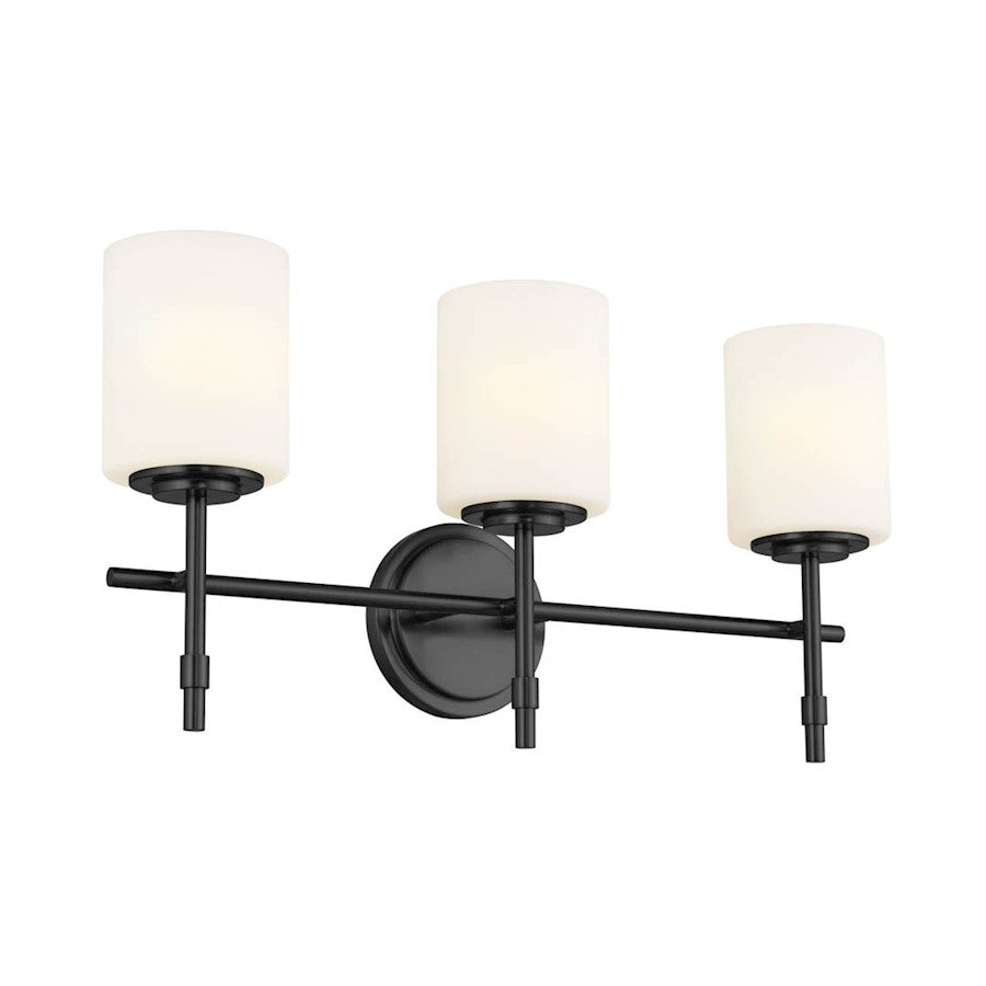 Kichler Ali 3 Light Bath Vanity, Black/Satin Etched Cased Opal - 55142BK