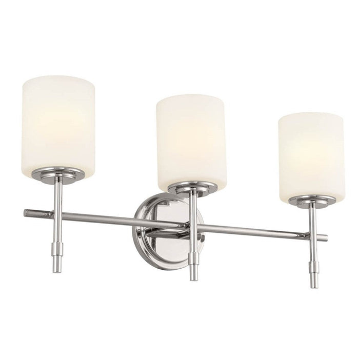 Kichler Ali 3 Light Bath Vanity, Polished Nickel/Etched Cased Opal - 55142PN