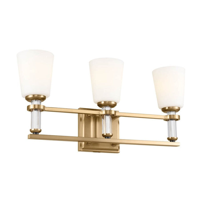 Kichler Rosalind 3 Light Bath Vanity, Natural Brass/Etched Cased Opal - 55147BNB