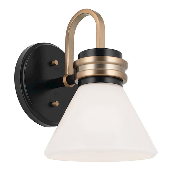 Kichler Farum 10" 1 Light Wall Sconce, Black/ Bronze/Opal Glass - 55153BK