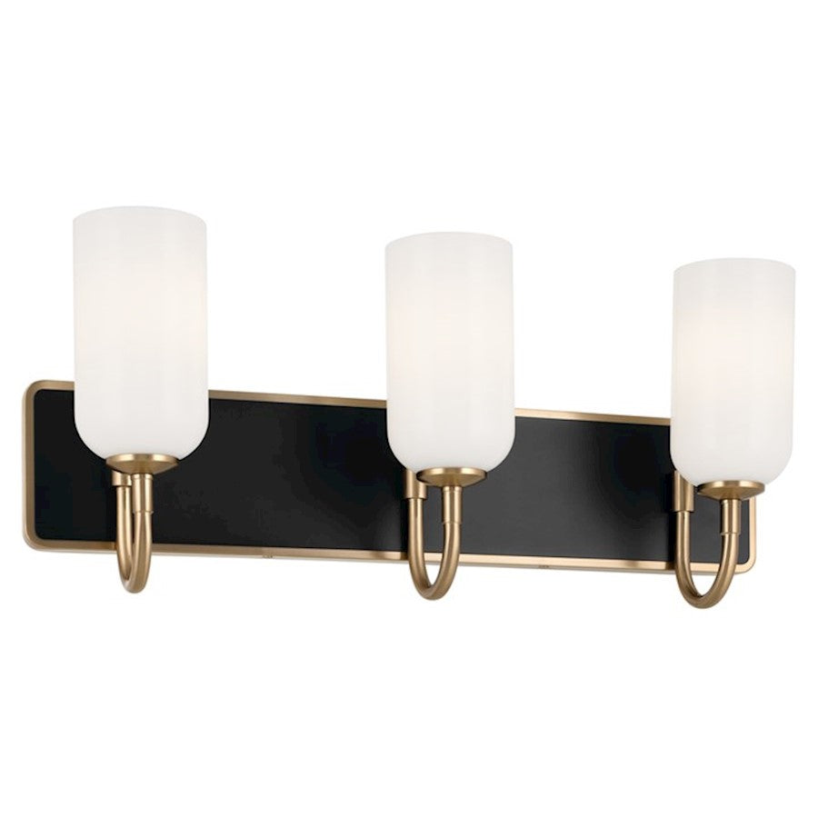 Kichler Solia 24" 3 Light Vanity, Champagne Bronze/Black/Opal Glass - 55163CPZ