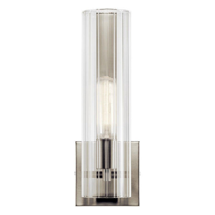 Kichler Jemsa 14" 1 Light Wall Sconce, Brushed Nickel/Clear Fluted