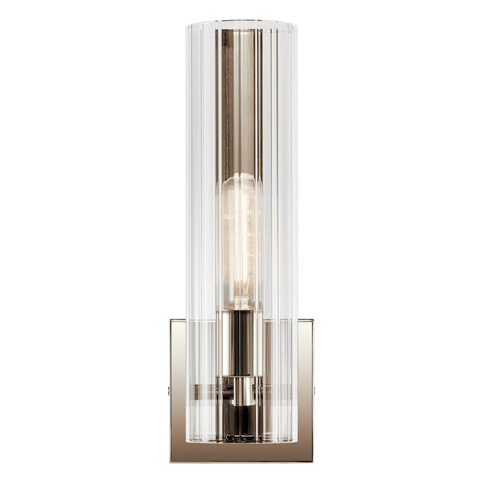 Kichler Jemsa 14" 1 Light Wall Sconce, Polished Nickel/Clear Fluted