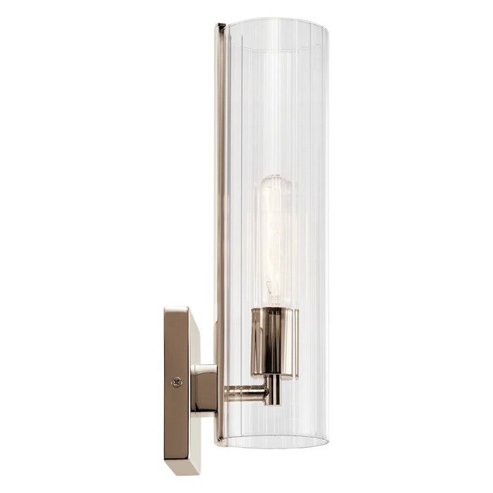 Kichler Jemsa 14" 1 Light Wall Sconce, Polished Nickel/Clear Fluted