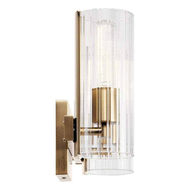 Kichler Jemsa 13.75in 2-Light Vanity | Soft Modern Champagne Bronze & Clear Fluted | Bathroom Vanity Light | 60W max per bulb, Damp | Model 55167CPZ