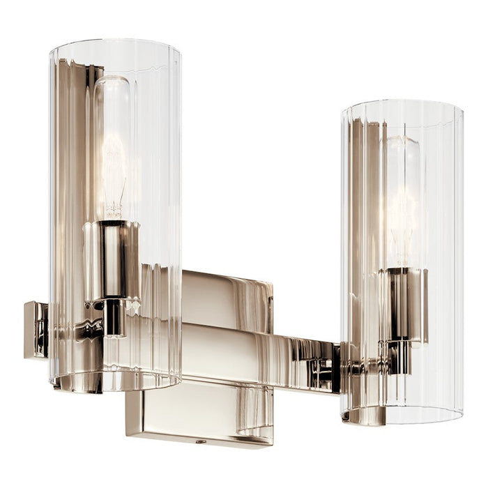 Kichler Jemsa 13.75" 2 Light Vanity, Polished Nickel/Clear Fluted - 55167PN