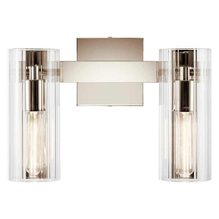 Kichler Jemsa 13.75" 2 Light Vanity, Polished Nickel/Clear Fluted