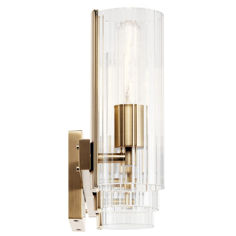 Kichler Jemsa 22.75in 3-Light Vanity Light | Soft Modern Champagne Bronze & Clear Fluted Glass | Bathroom Vanity Light | 60W Max per | Model 55168CPZ