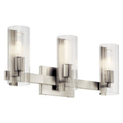 Kichler Jemsa 22.75" 3 Light Vanity, Brushed Nickel/Clear Fluted - 55168NI