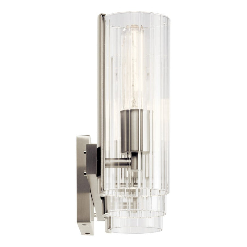 Kichler Jemsa 22.75in 3-Light Vanity | Soft Modern Brushed Nickel & Clear Fluted Glass | Bathroom Vanity Light | 60W per Socket | Model 55168NI
