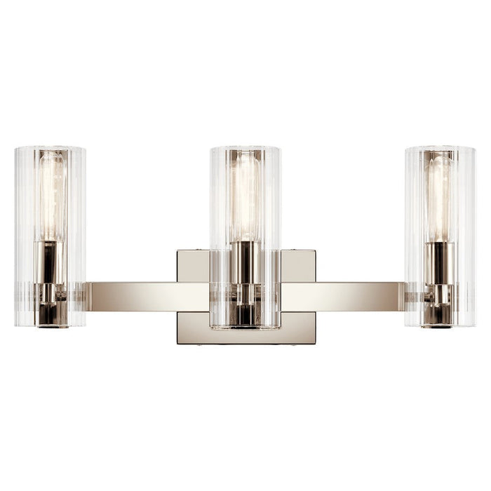 Kichler Jemsa 22.75" 3 Light Vanity, Polished Nickel/Clear Fluted