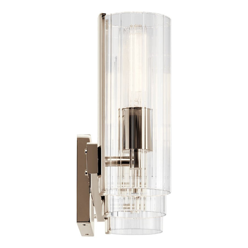 Kichler Jemsa 22.75in 3-Light Vanity Light | Soft Modern Polished Nickel & Clear Fluted Glass | Bathroom Vanity Light | 60W Incandescent | Model 55168PN