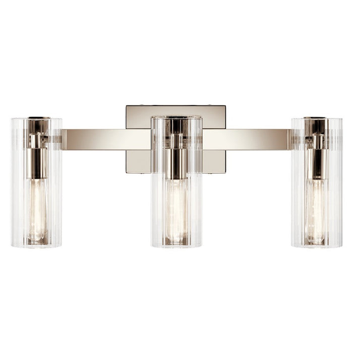 Kichler Jemsa 22.75" 3 Light Vanity, Polished Nickel/Clear Fluted