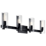 Kichler Jemsa 32" 4 Light Vanity, Black/Clear Fluted Glass - 55169BK