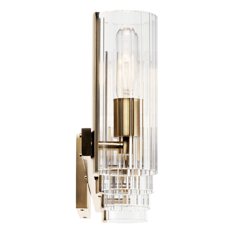 Kichler Jemsa 32in 4-Light Vanity Light | Soft Modern Champagne Bronze & Clear Fluted Glass | Bathroom Vanity Bar Above Mirror | 4 x 60W | Model 55169CPZ