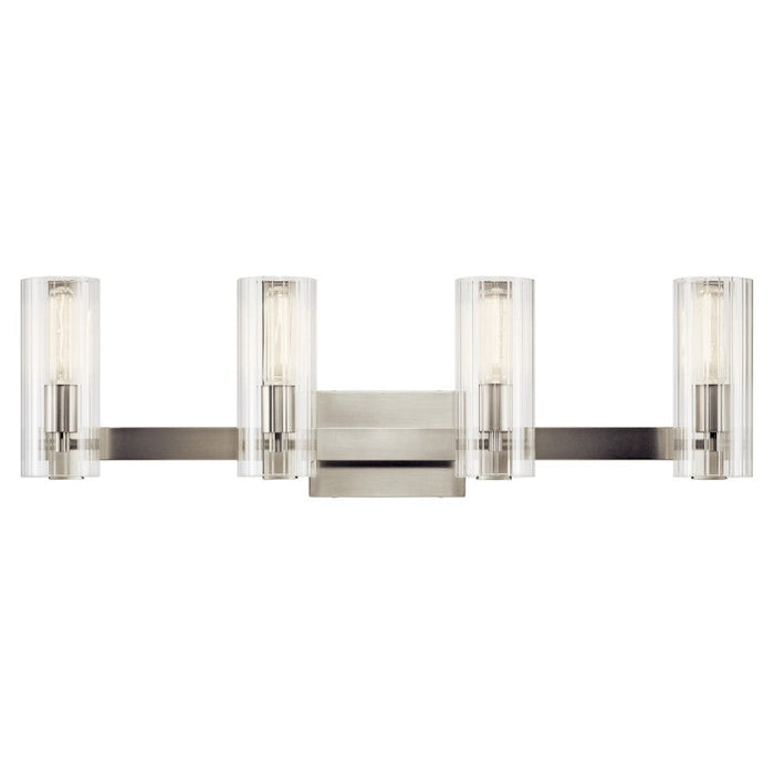 Kichler Jemsa 32" 4 Light Vanity, Brushed Nickel/Clear Fluted Glass