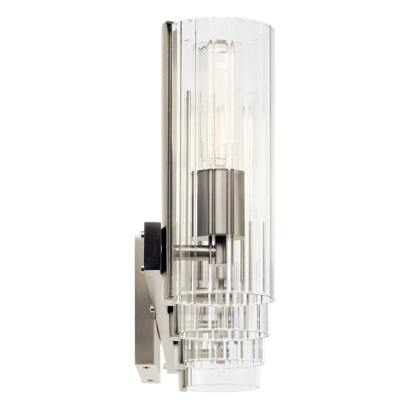 Kichler Jemsa 32in 4-Light Vanity | Soft Modern Brushed Nickel & Clear Fluted Glass | Bathroom Vanity Light | 4x 60W Incandescent, Damp | Model 55169NI