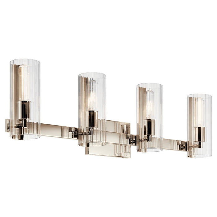 Kichler Jemsa 32" 4 Light Vanity, Polished Nickel/Clear Fluted Glass - 55169PN