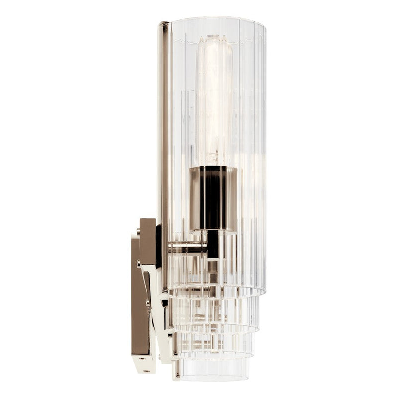 Kichler Jemsa 32in 4-Light Vanity Light | Soft Modern Polished Nickel & Clear Fluted Glass | Bathroom & Dressing Room Vanity Light | Model 55169PN