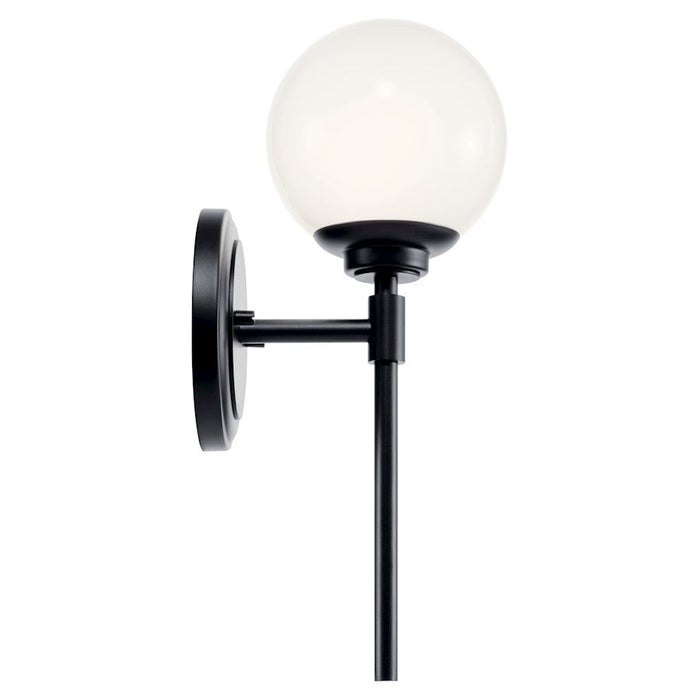 Kichler Benno 13.75" 1 Light Wall Sconce, Black/Opal Glass