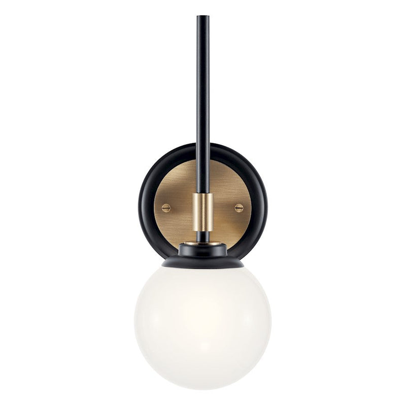 Kichler Benno 13.75" 1 Light Wall Sconce, Black/Bronze/Opal