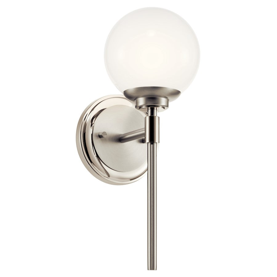 Kichler Benno 13.75" 1 Light Wall Sconce, Nickel/Brushed Nickel/Opal - 55170PN