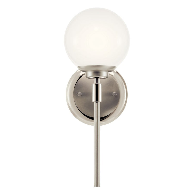 Kichler Benno 13.75" 1 Light Wall Sconce, Nickel/Brushed Nickel/Opal