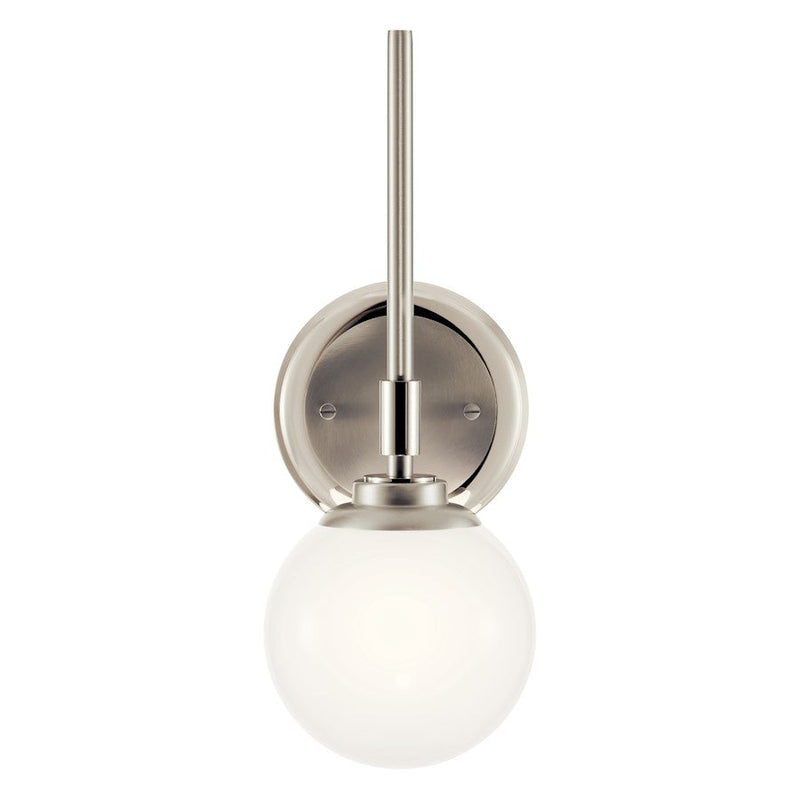 Kichler Benno 13.75" 1 Light Wall Sconce, Nickel/Brushed Nickel/Opal
