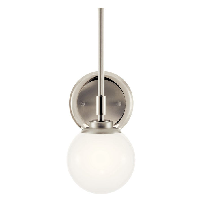 Kichler Benno 13.75" 1 Light Wall Sconce, Nickel/Brushed Nickel/Opal