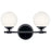 Kichler Benno 14.75" 2 Light Vanity, Black/Opal Glass