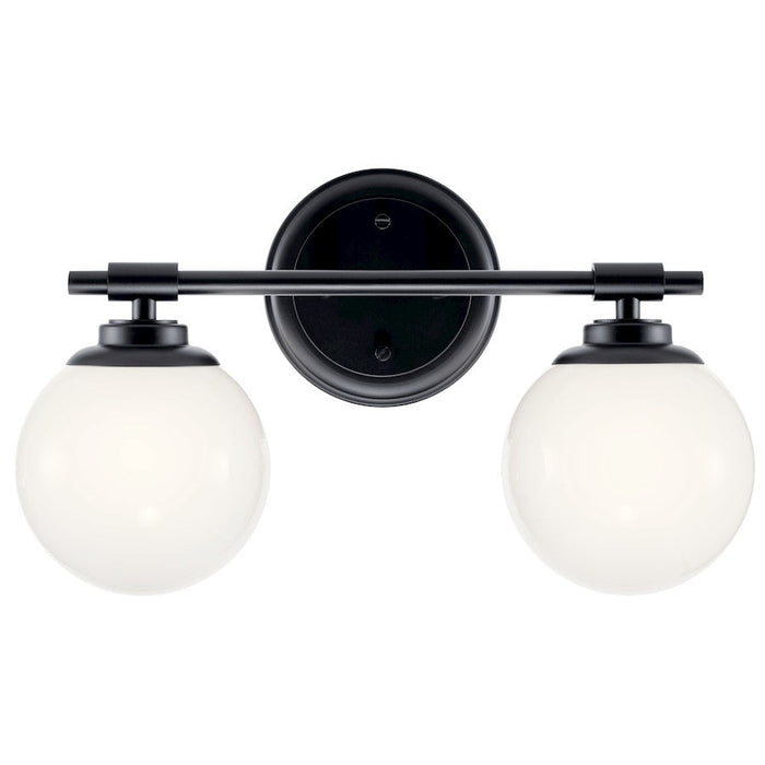 Kichler Benno 14.75" 2 Light Vanity, Black/Opal Glass