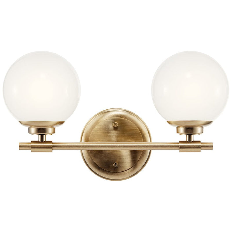 Kichler Benno 14.75in 2-Light Bathroom Vanity Light | Industrial Champagne Bronze & Opal Glass | Bathroom Vanity & Damp-Rated Light | Model 55171CPZ
