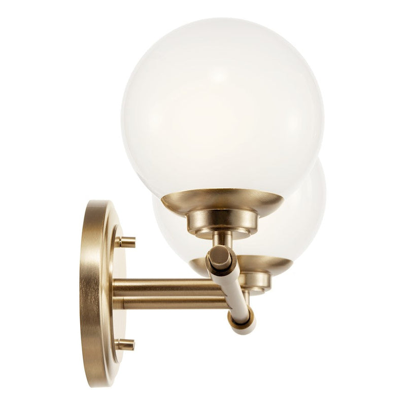 Kichler Benno 14.75in 2-Light Bathroom Vanity Light | Industrial Champagne Bronze & Opal Glass | Bathroom Vanity & Damp-Rated Light | Model 55171CPZ