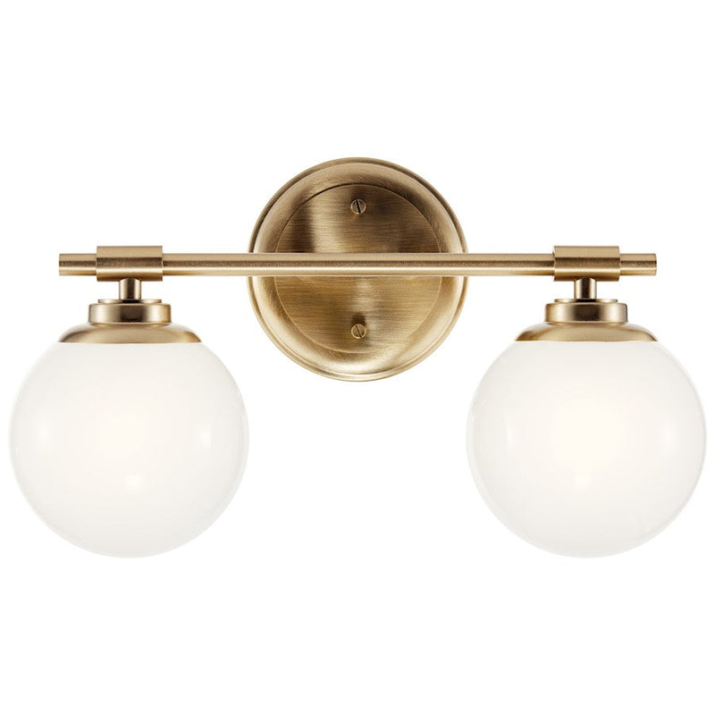 Kichler Benno 14.75in 2-Light Bathroom Vanity Light | Industrial Champagne Bronze & Opal Glass | Bathroom Vanity & Damp-Rated Light | Model 55171CPZ