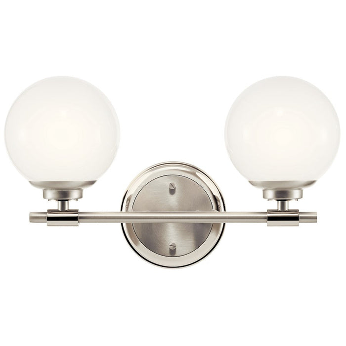 Kichler Benno 14.75" 2 Light Vanity, Nickel/Brushed Nickel/Opal