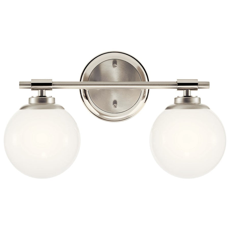Kichler Benno 14.75" 2 Light Vanity, Nickel/Brushed Nickel/Opal