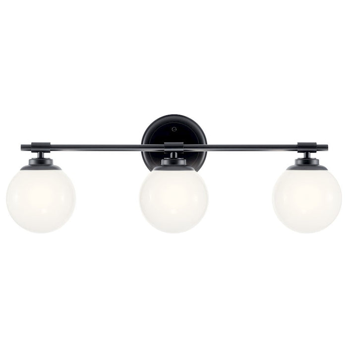 Kichler Benno 24.5" 3 Light Vanity, Black/Opal Glass