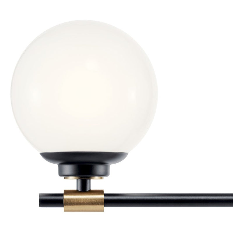 Kichler Benno 24.5in 3 Light Vanity | Industrial Black Steel & Opal Glass | Bathroom Vanity Light | 18W Max LED per Bulb, G9 Socket | Model 55172BKCPZ