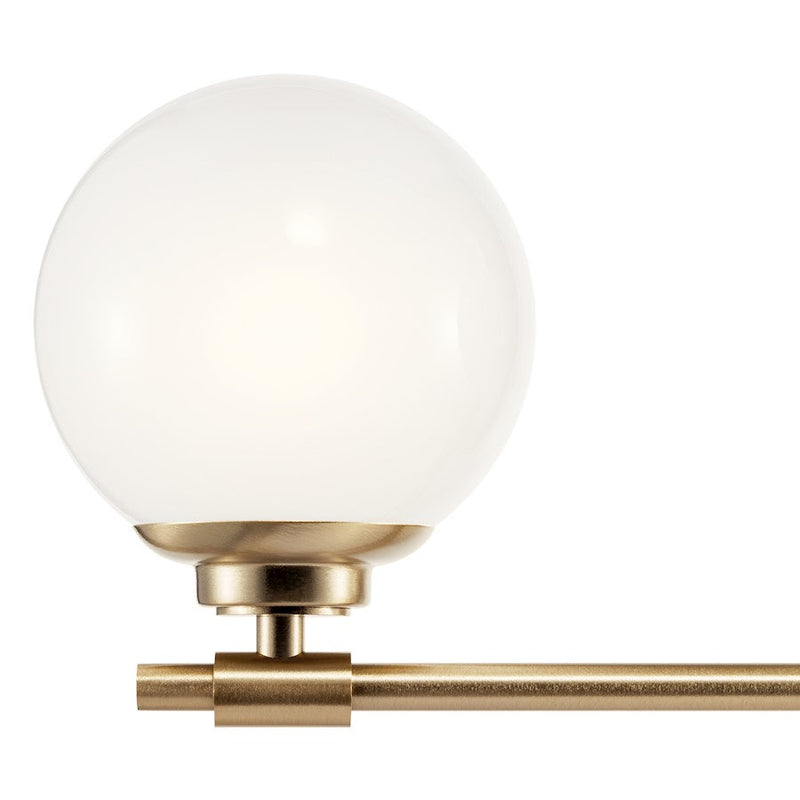 Kichler Benno 24.5in Wide 3-Light Vanity Light | Industrial Champagne Bronze Steel & Opal Glass | Bathroom Vanity & Damp-Rated Accent | Model 55172CPZ
