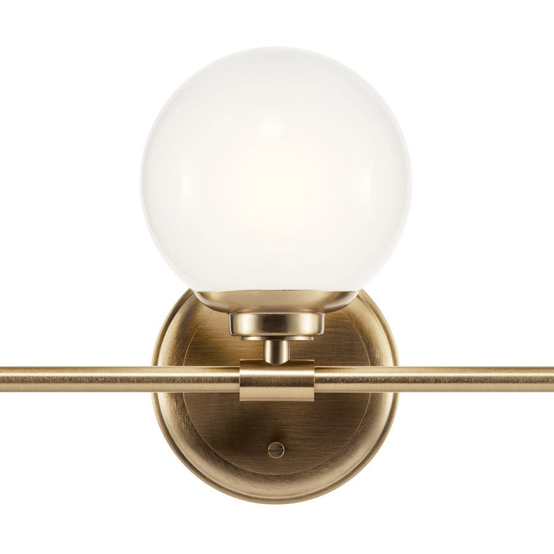Kichler Benno 24.5in Wide 3-Light Vanity Light | Industrial Champagne Bronze Steel & Opal Glass | Bathroom Vanity & Damp-Rated Accent | Model 55172CPZ