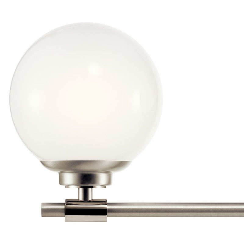 Kichler Benno 24in 3-Light Vanity Light | Industrial Polished Nickel & Opal Glass | Bathroom Vanity & Dressing Area Light | 150W Max, G9 | Model 55172PN