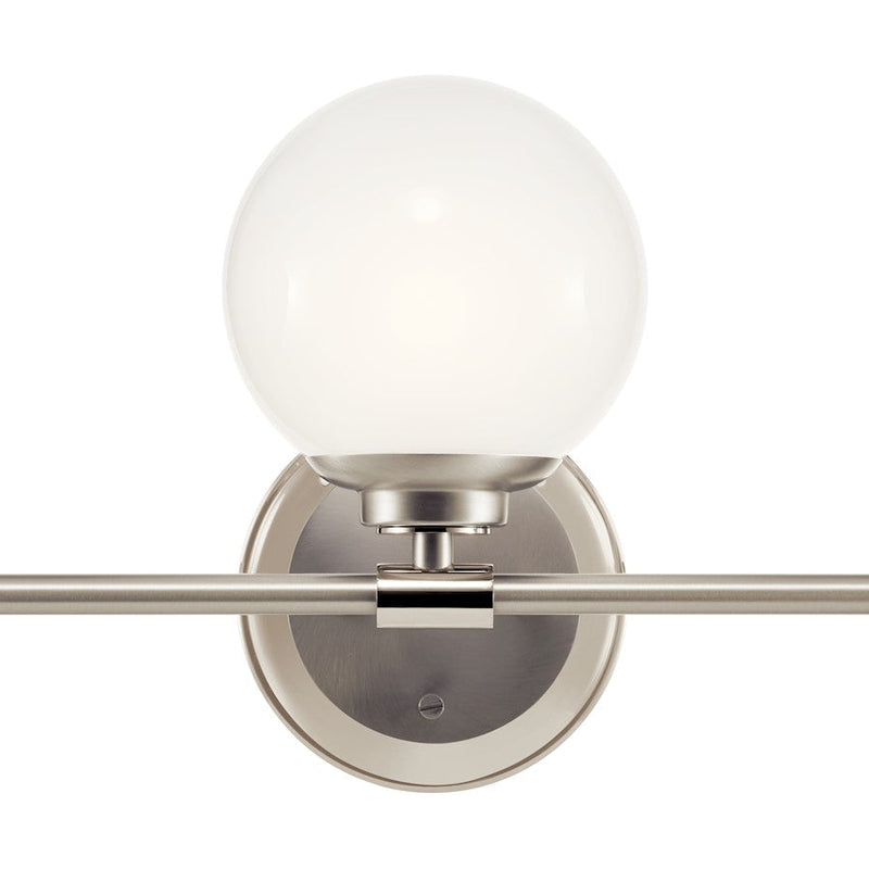 Kichler Benno 24in 3-Light Vanity Light | Industrial Polished Nickel & Opal Glass | Bathroom Vanity & Dressing Area Light | 150W Max, G9 | Model 55172PN