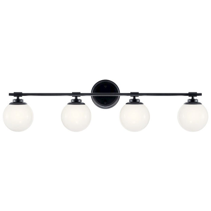 Kichler Benno 34" 4 Light Vanity, Black/Opal Glass