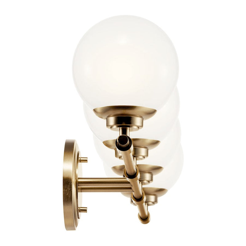 Kichler Benno 34in 4-Light Bathroom Vanity Light | Industrial Champagne Bronze Steel & Opal Glass | Bathroom Vanity Light | Model 55173CPZ